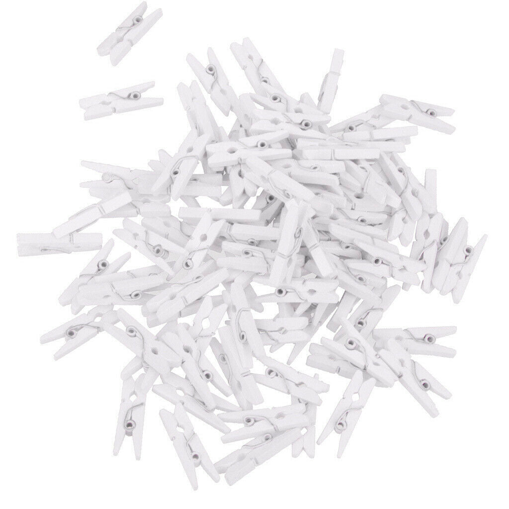 200Pcs Push Pins with Wooden Clips Pushpins Tacks Thumbtacks Wood Clothespins