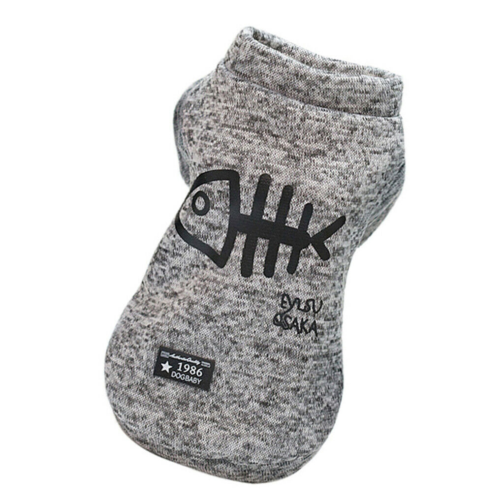 Pet Dog Cat Puppy Winter Sweater with Button Casual Clothes Gray S