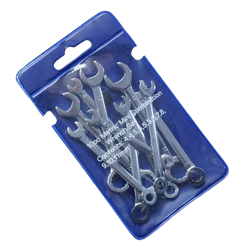 10 Pieces Steel Combination Spanner Wrench Set Flexible Head Metric 4-11MM
