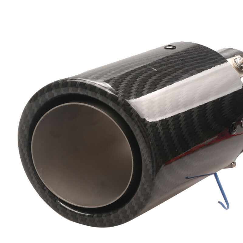 35-61mm Inlet Carbon Fiber Look Car SUV Exhaust Muffler Pipe Tip w/RED LED Light