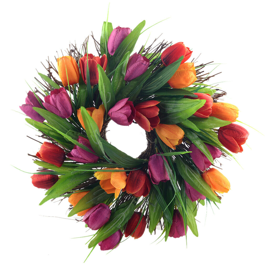 1pc Spring Artificial Tulip Front Door Wreath Home Wall Window Hanging Decor