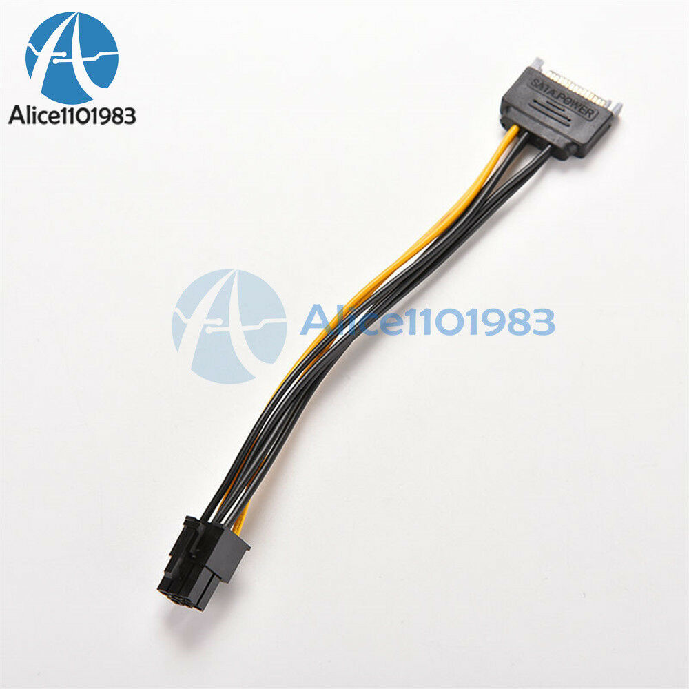 SATA 15 Pin Male to 6 Pin PCI-Express PCI-E Card Power Adapter Cable 20cm Gift