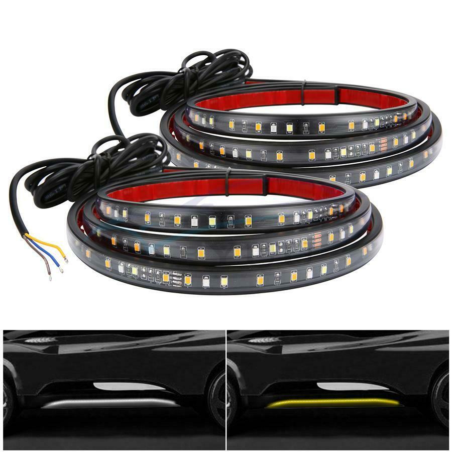 2X 70"White/Amber Strip Daytime Running Lights DRL Car Auto Fog Day Driving Lamp