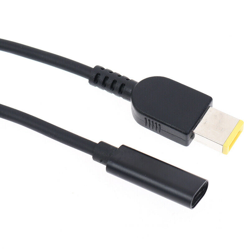 Black Power Adapter Cable USB Type-C Female To Square Plug Charger For Lenov SJ