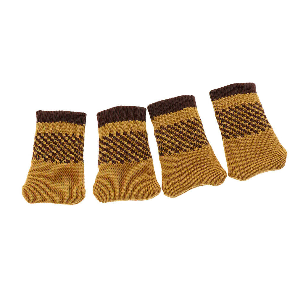 4pcs Knit  Socks Chair Leg Floor Protector Covers Wheat Yellow