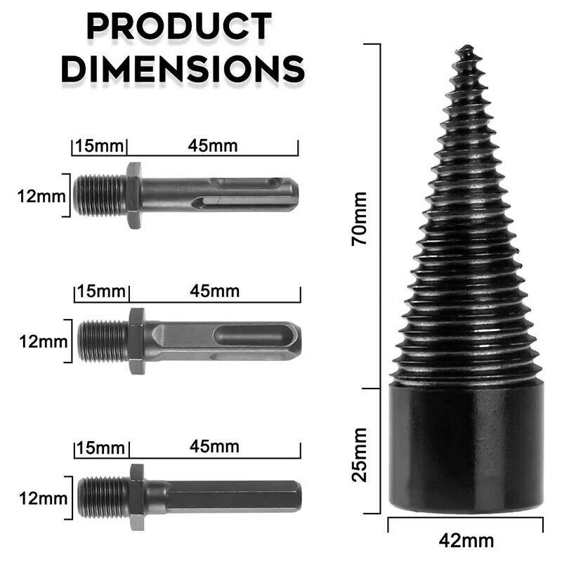 3Pcs 42MM Wood Splitter Drill Bit Removable Log Splitter Drill Bit Firewood KiU9