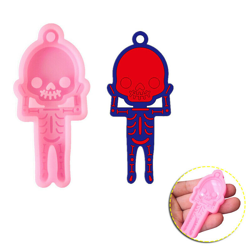 Shiny Skeleton Earrings Mold keychain Necklace Polymer Clay Silicone MoldBDAU