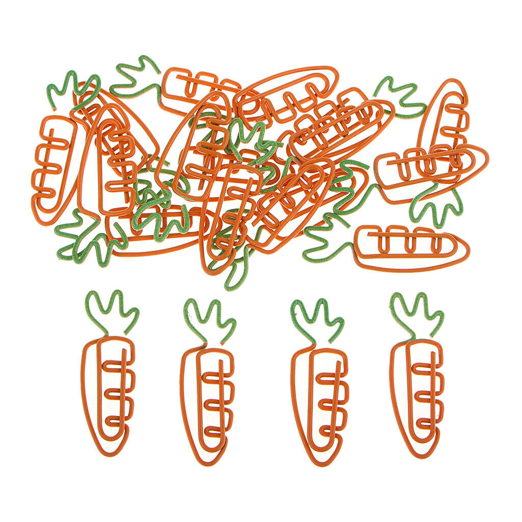 20 Pack Cute Carrot Shape Metal Paper Clip Bookmark Stationery Paperclips