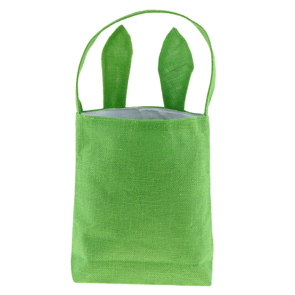 Bunny Ears Bag Jute Tote Hand Bag Carrying Eggs/Gifts for Easter/Party Green