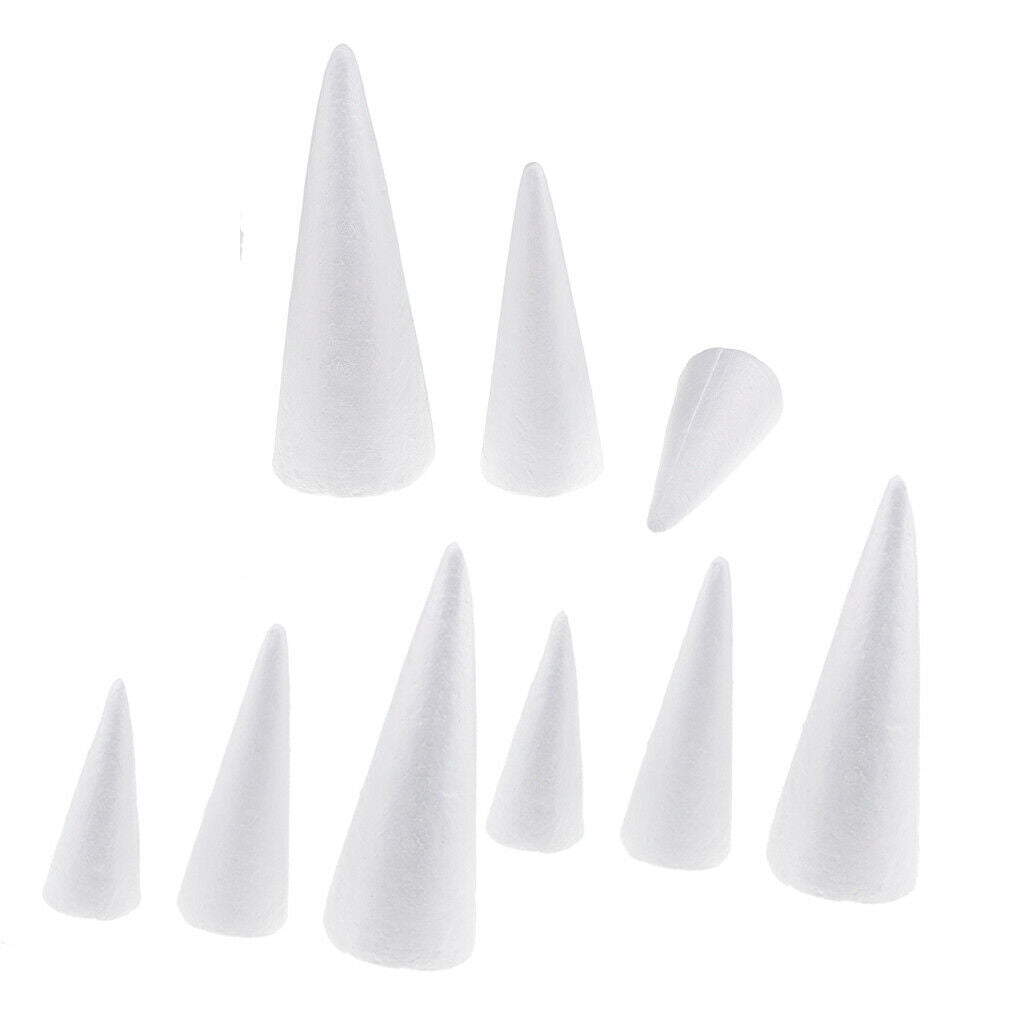 9 Pcs Cone Shape DIY Christmas Tree Styrofoam Foam Modeling Craft 15/20/25cm
