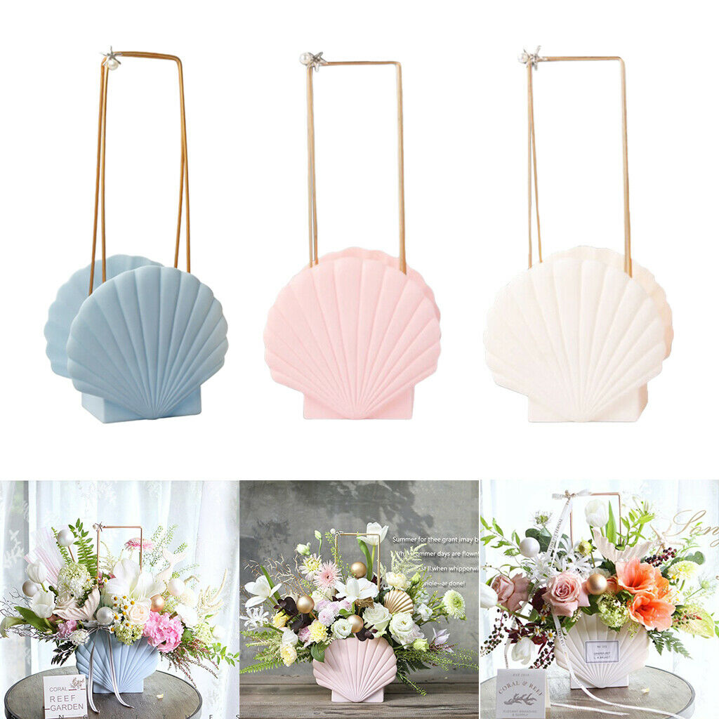 Novelty Shell Wedding Flower Girl Basket Flower Pot Garden Cafe Ornaments