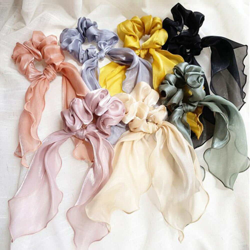 Solid Color Hair Scrunchie Hair Ties Rope Ponytail Scarf Elastic Hair Bands