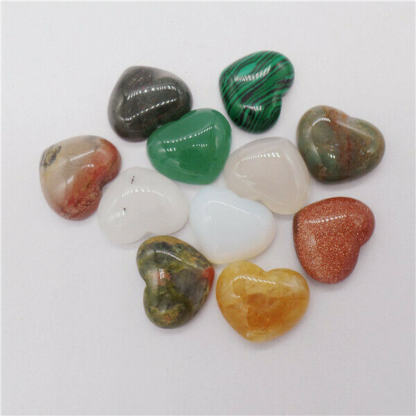15Pcs 18x15x6mm Wholesale Multicolor Mixed Stone Love Heart Cab Cabochon HH9680