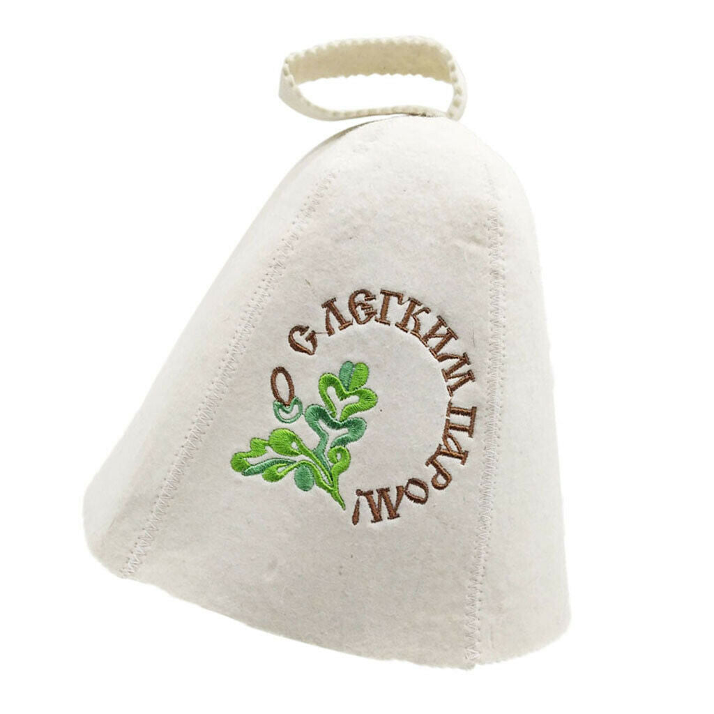3 pieces wool felt sauna hat Russian banya hat embroidered unisex leaves