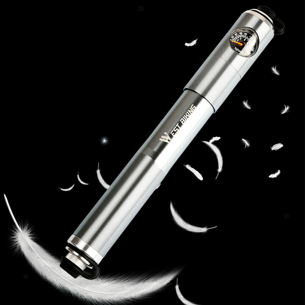 Portable Mini Bike Pump with Pressure Gauge and High Pressure 160 PSI - Sports
