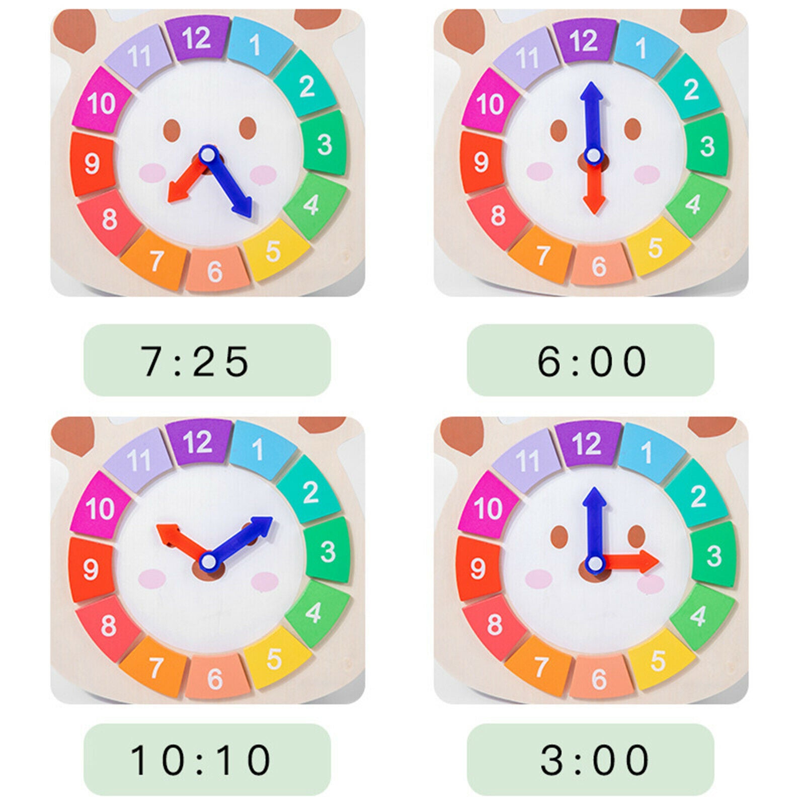 Jigsaw Clock Puzzle Toys Children Early Shape Sorting Color Time Cognitive