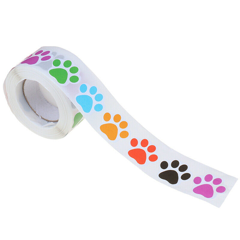 500pcs Colorful Paw Print Stickers Dog cat Paw Labels Stickers reward stic*WF