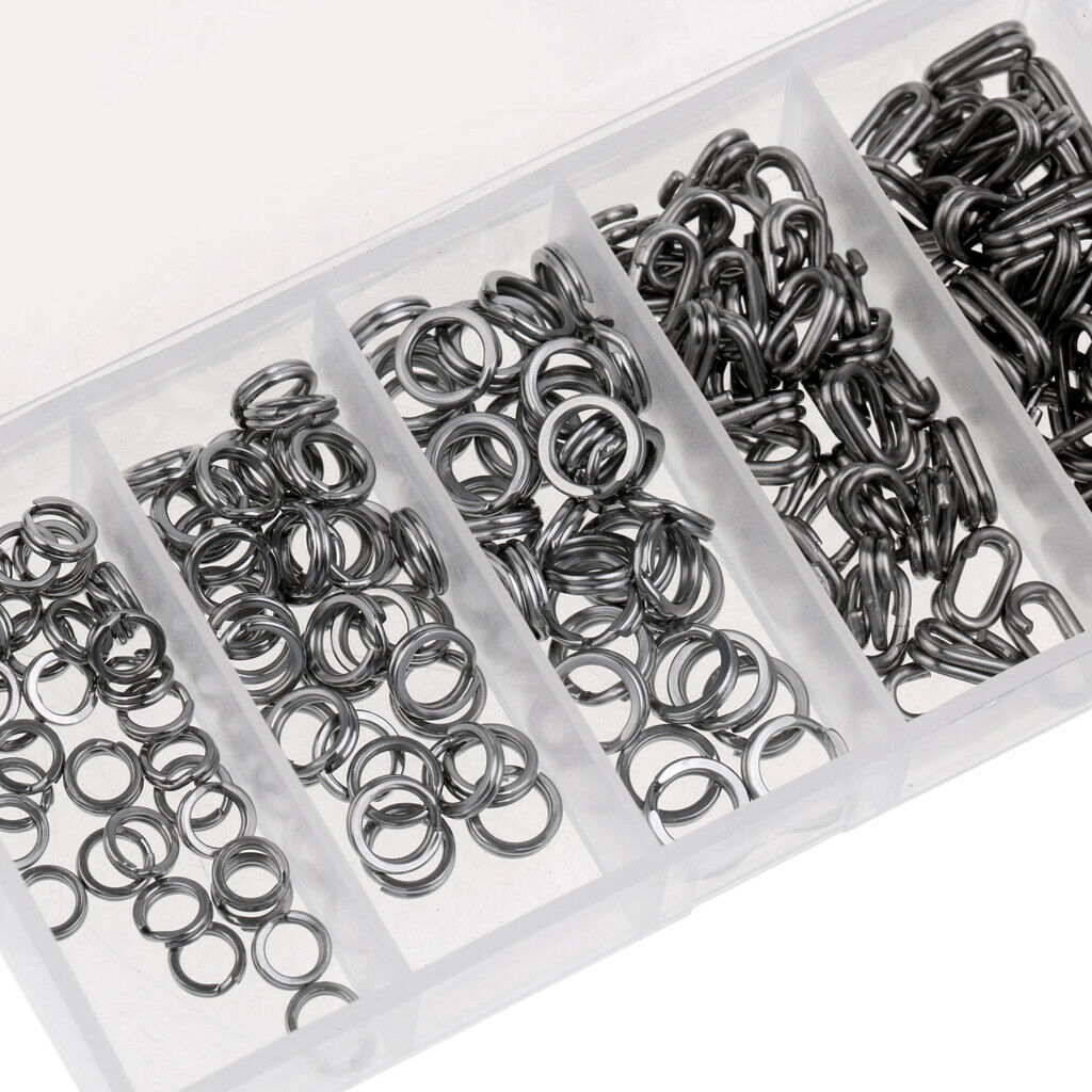 200 Pcs Stainless Steel Round Oval Split Ring Fishing Tool Line Connector