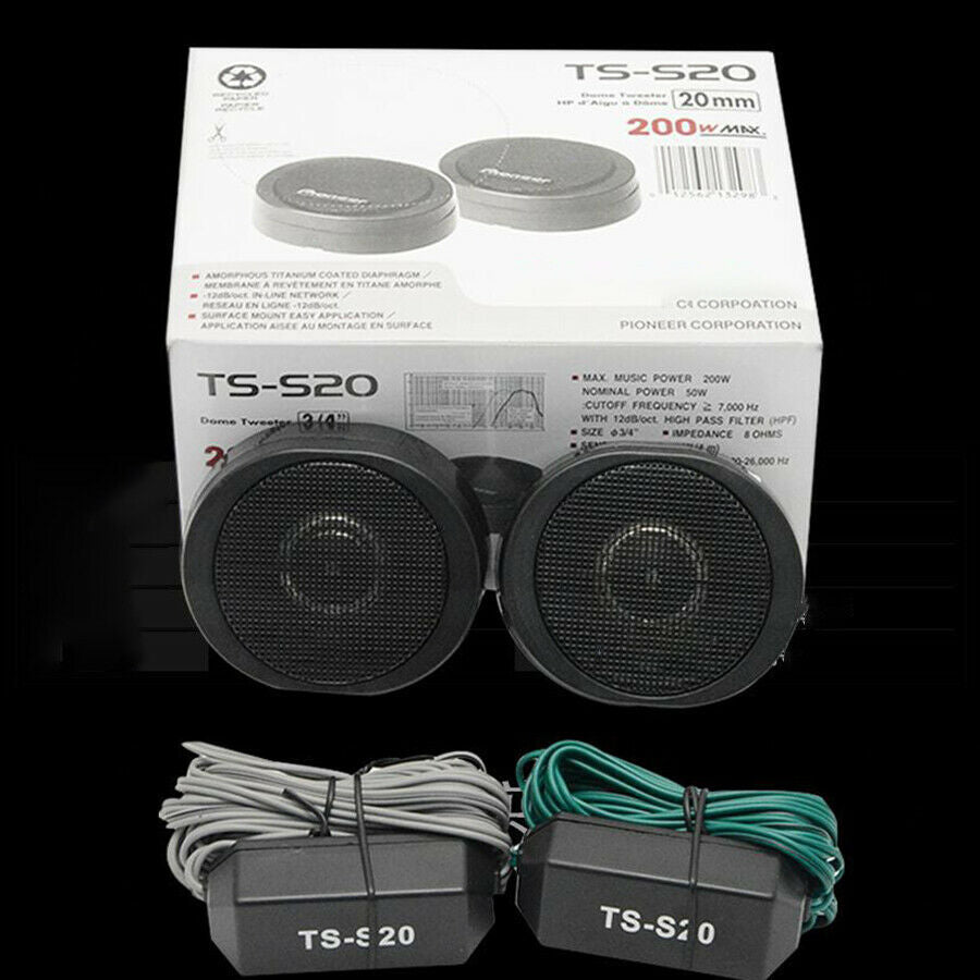 200W High Power Car Loud 3/4'' Dome Tweeter Speaker Systems Black Universal 2Pcs