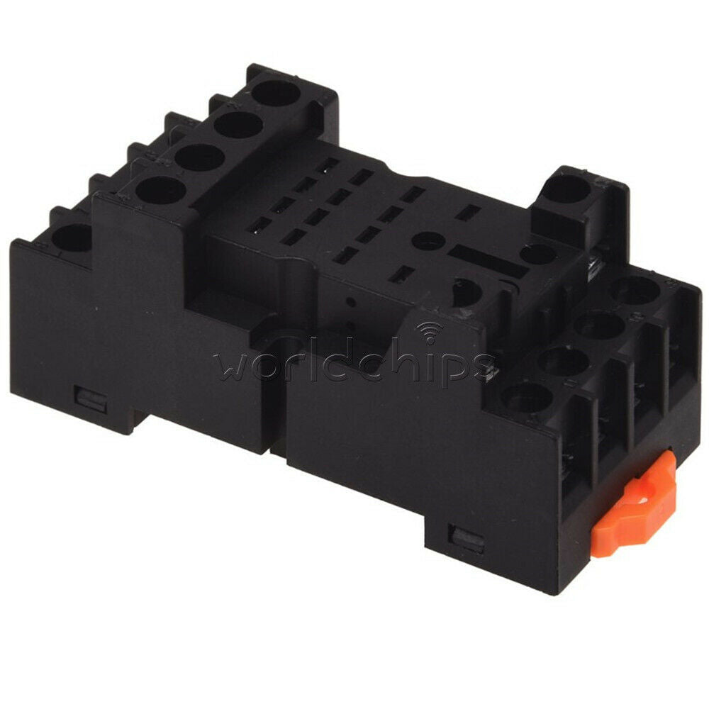 Black PYF14A DIN Rail Power Relay Socket Base 14 Pin for MY4NJ HH54P H3Y-4