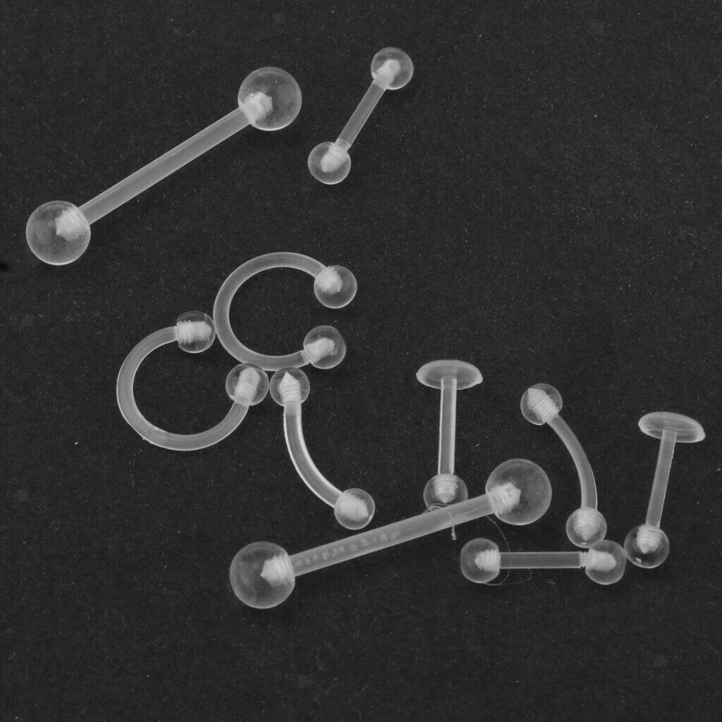 10Pcs Acrylic Body Jewelry Piercing Clear Retainer Nose  Lip Tongue