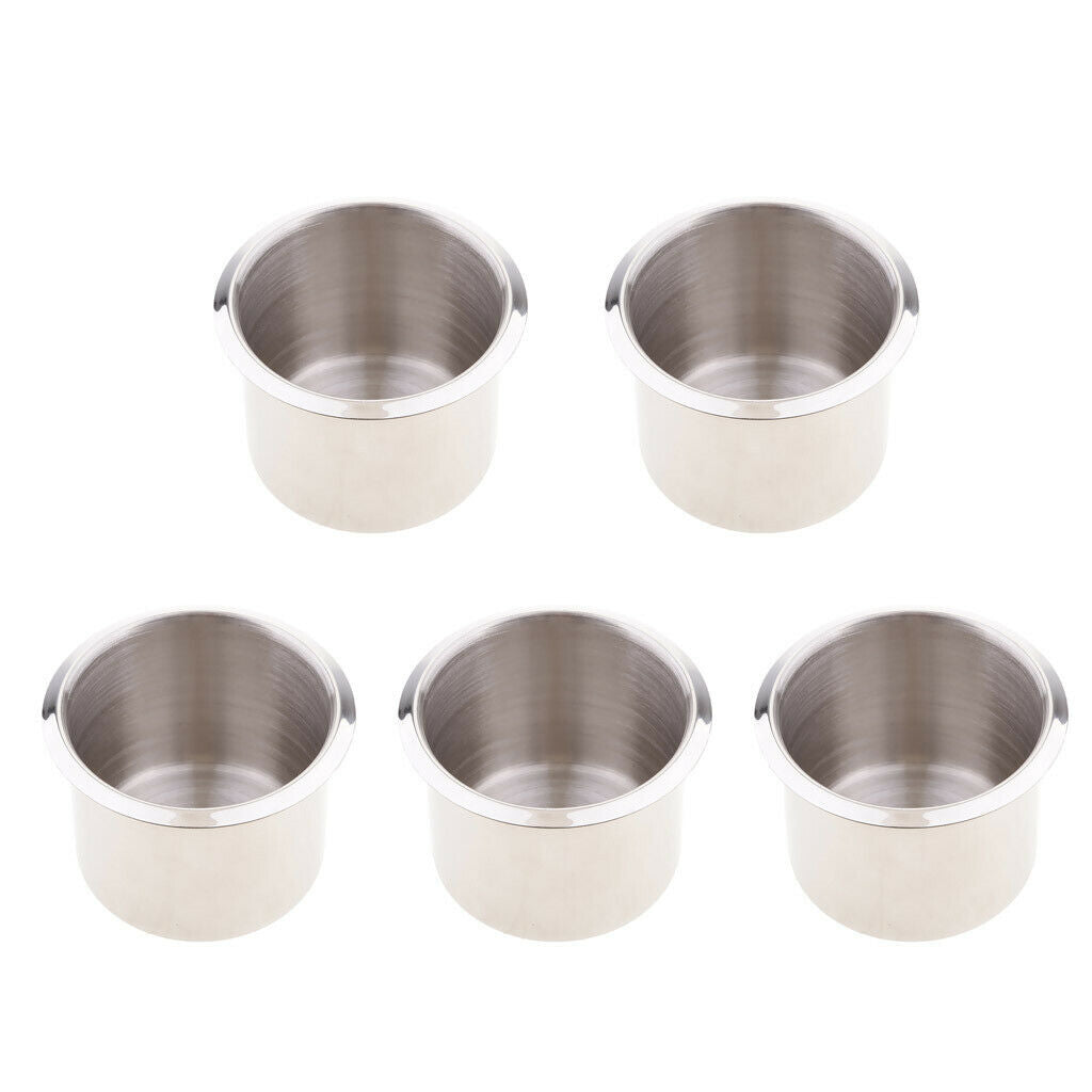 5pcs Stainless Steel Recessed Cup Drink Holder Marine Boat RV Camper 68x55mm