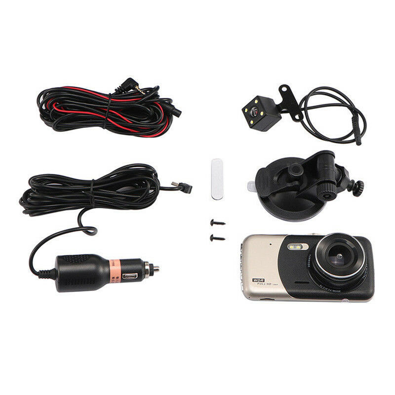4" 1080P FHD 170Â° WDR Car DVR Dual Lens Dash Cam Camera Video Recorder Camcorder