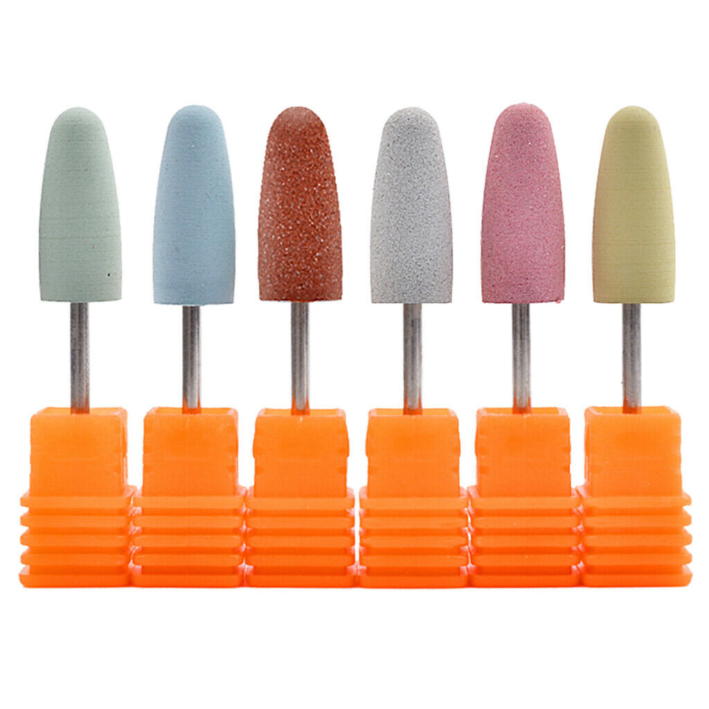 6pcs Silicone Polisher Grinder Nail Drill Bits For Electric Manicure Machine