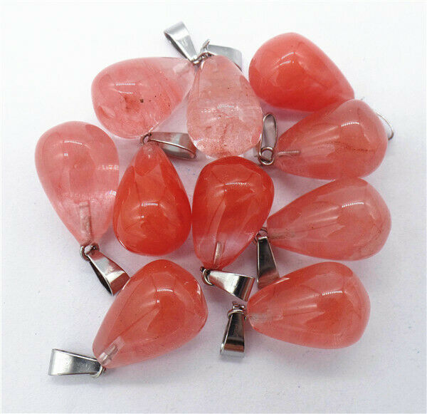 100Pcs 18x13mm Wholesale Red Cherry Quartz Teardrop Pendant Bead DIY HH8326