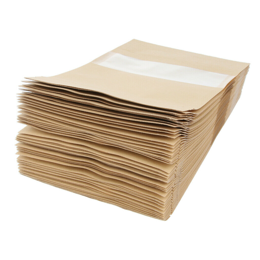 100x Kraft Paper Bags Standing Zipper Food Pouch