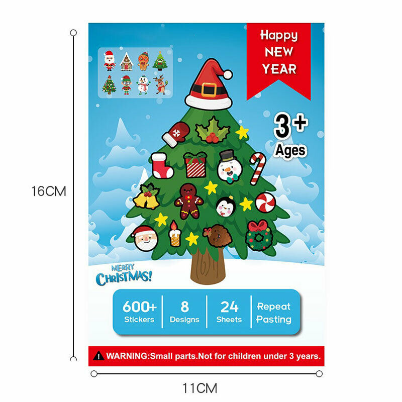 1 Set Children Cartoon Christmas DIY Stickers Santa Snowman Cute StickersY KX