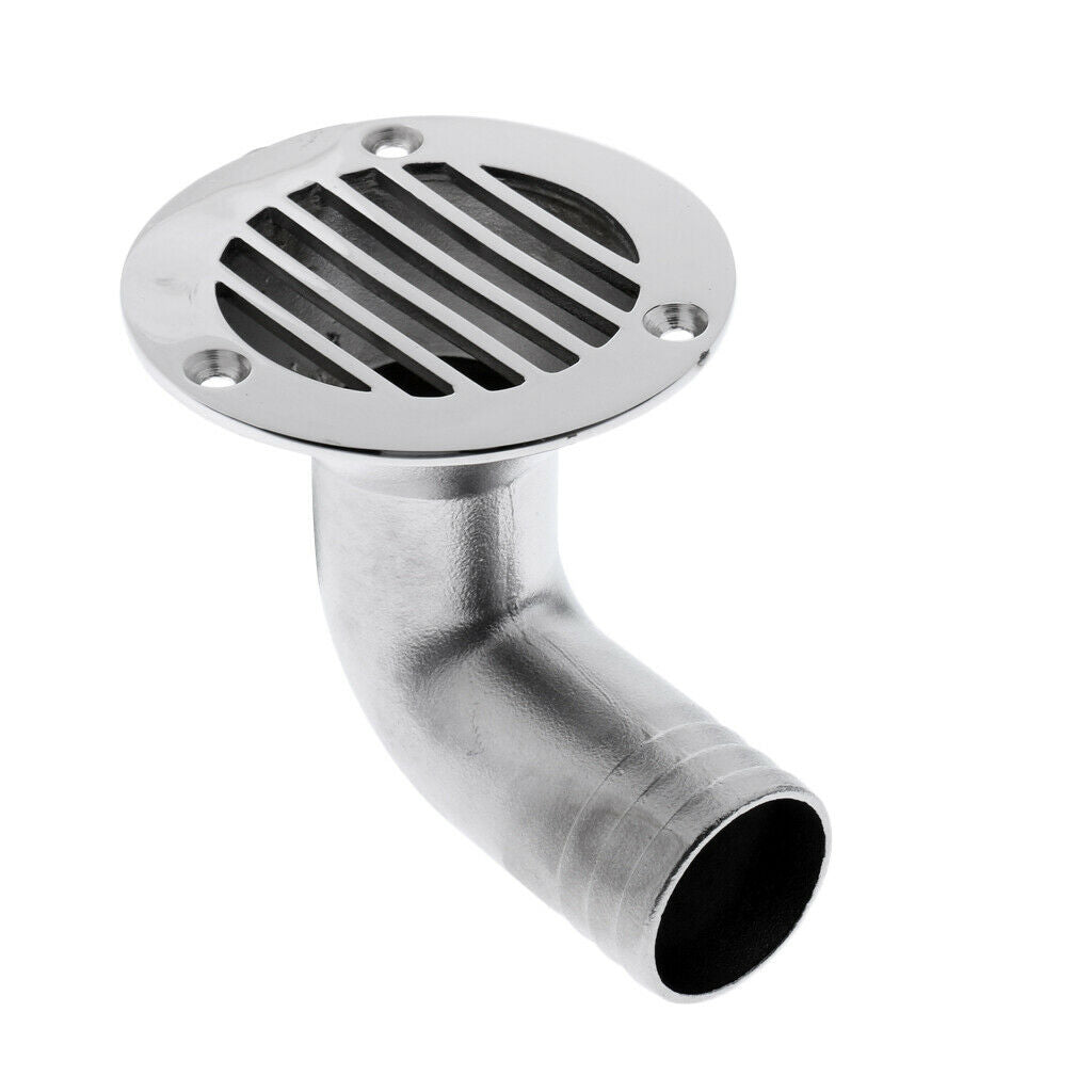 Mirror Polish 316 Stainless Steel 90 Degree Boat Deck Drain Grate 1-1/4 Inch For