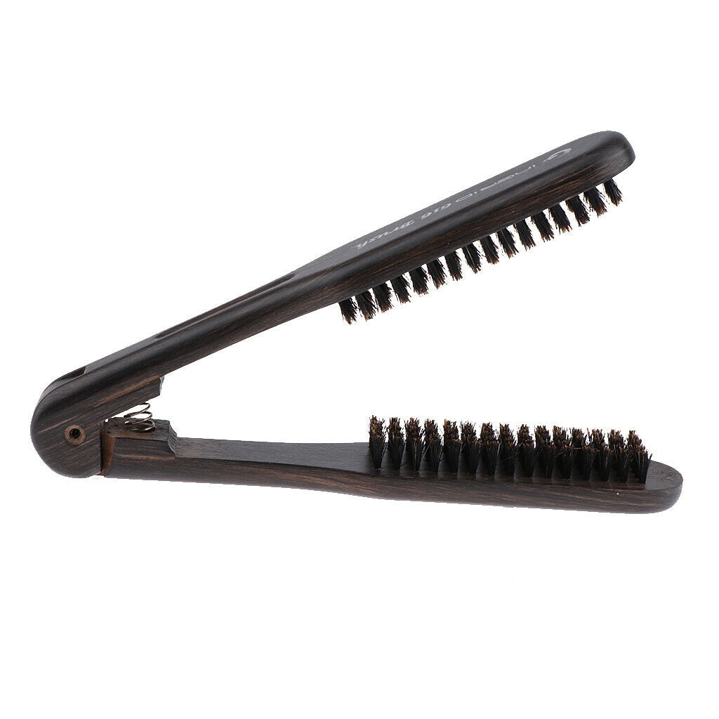 Hair straightening comb double-sided bristle hairbrushes clamp hair straightener