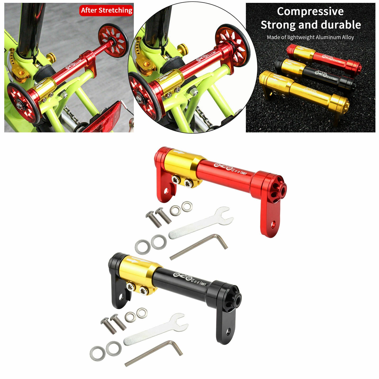 2 Set Folding Bike Easy Wheel Extension Rod Cycling Easywheel Telescopic Bar