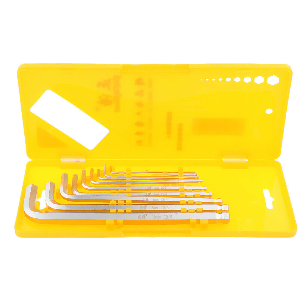 9 Pieces Case Set L-shaped Allen Wrenches CRV Metric Hex Key