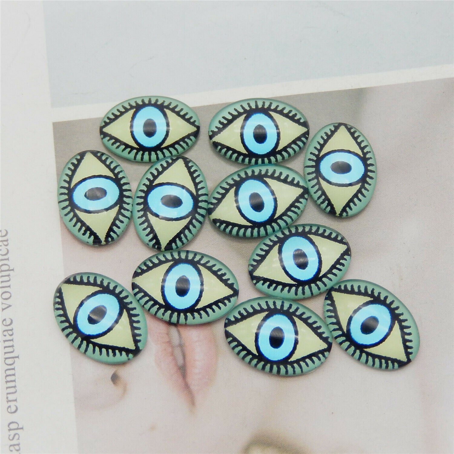 20PCS Oval 18x13mm Glass Eye Flatback Cabochons Art Decoration Embellishment