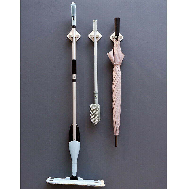 Adhesive Wall Mounted Mop Holder Broom Hanger Clip Hook Bathroom Organize.l8