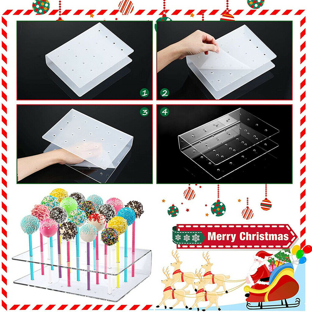 2Pcs Clear 20 Holes Acrylic Lollipop Stand Rack for Halloween Easy to Clean