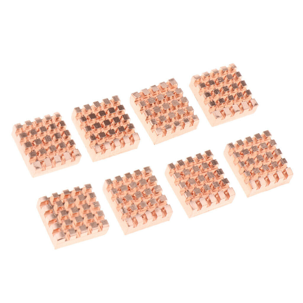 8x Copper Heatsink Chipset DDR RAM Cooler Heat Sinks Radiator Cooling Fin