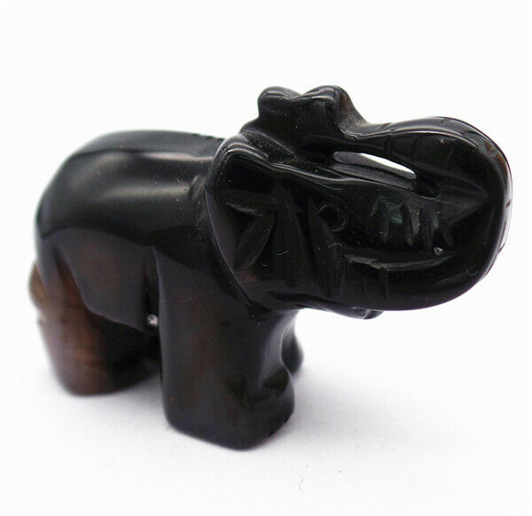 50x32x19mm Black Agate Carved Elephant Decoration Statue Stone Home Decor HH7961