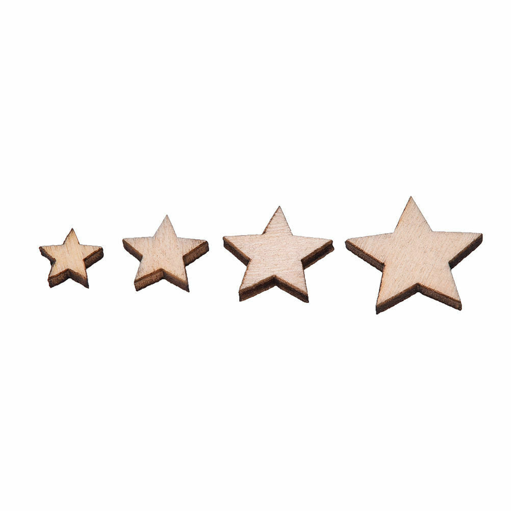 100x Wooden Mini Mixed Wood Stars Craft Cardmaking Scrapbooking EmbellishmentjDD