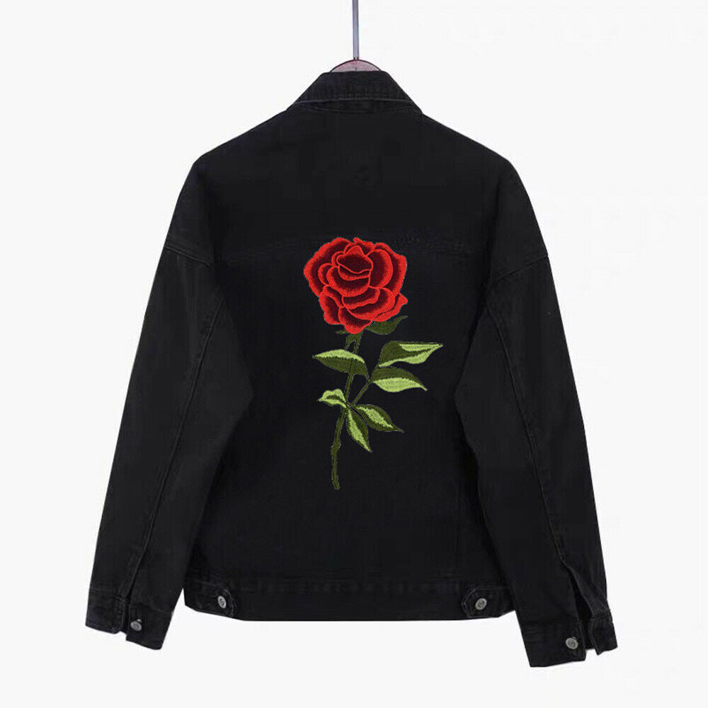 Rose Flower Embroidered Patches Sew Iron on Applique Clothing Adhesive Badge DIY