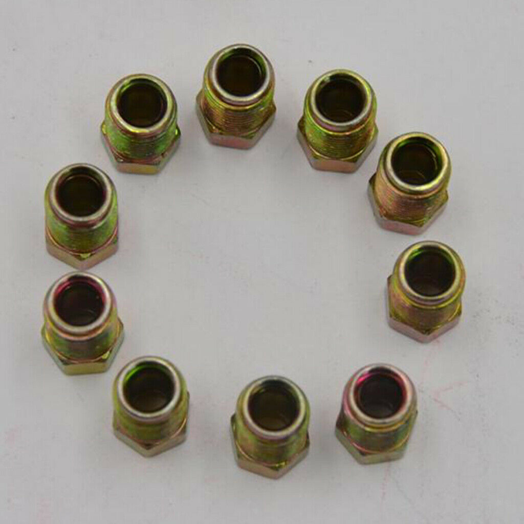 10 lot Hollow Male Brake Pipe Screw Durable Nuts for Braking Steel Tube