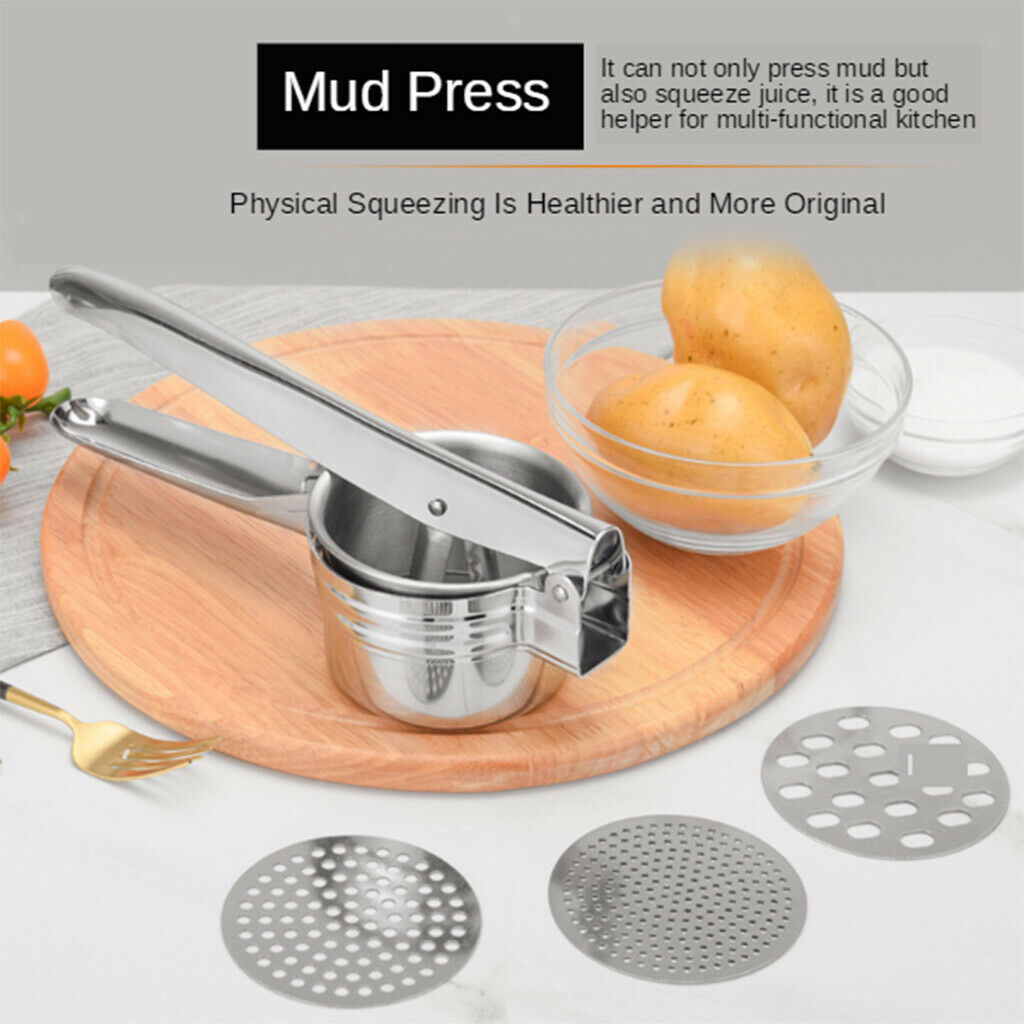 Potato Masher with 3 Ricing Discs Premium Fruit and Vegetable Ricer for Potatoes