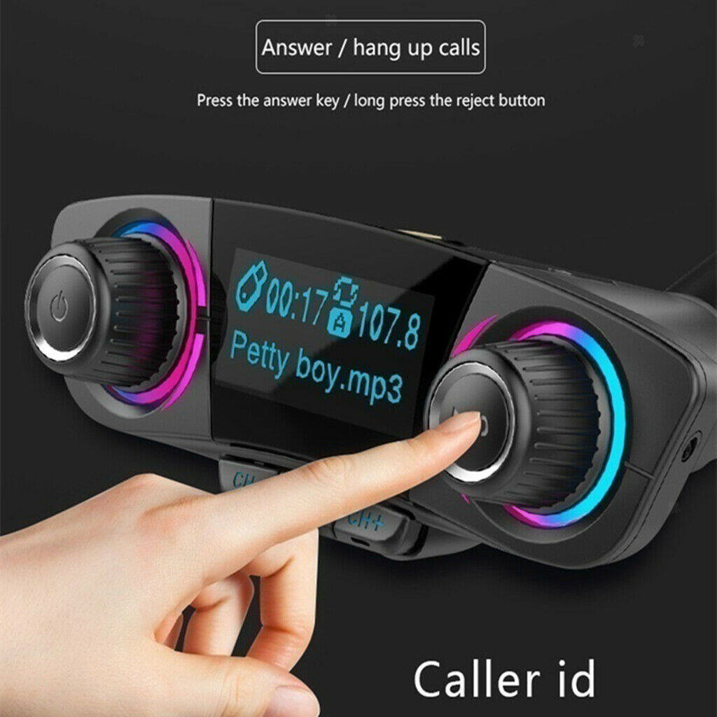Black Car Bluetooth FM Transmitter Adapter Dual USB Charger Audio Speaker