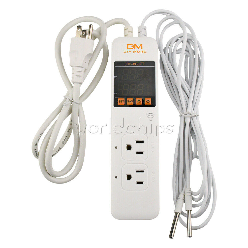 DM-808TT AC85-250V 10A Dual Digital Temperature Controller Control Power Socket