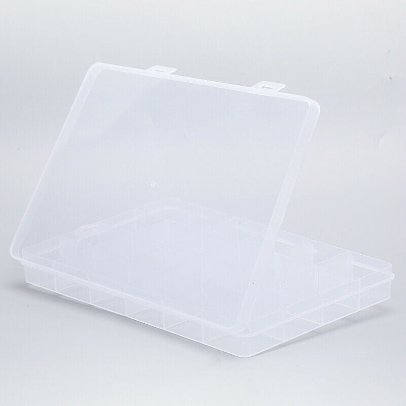24 Slots Transparent Rectangle Beads Earrings Jewelry Storage Box Case Organi SJ