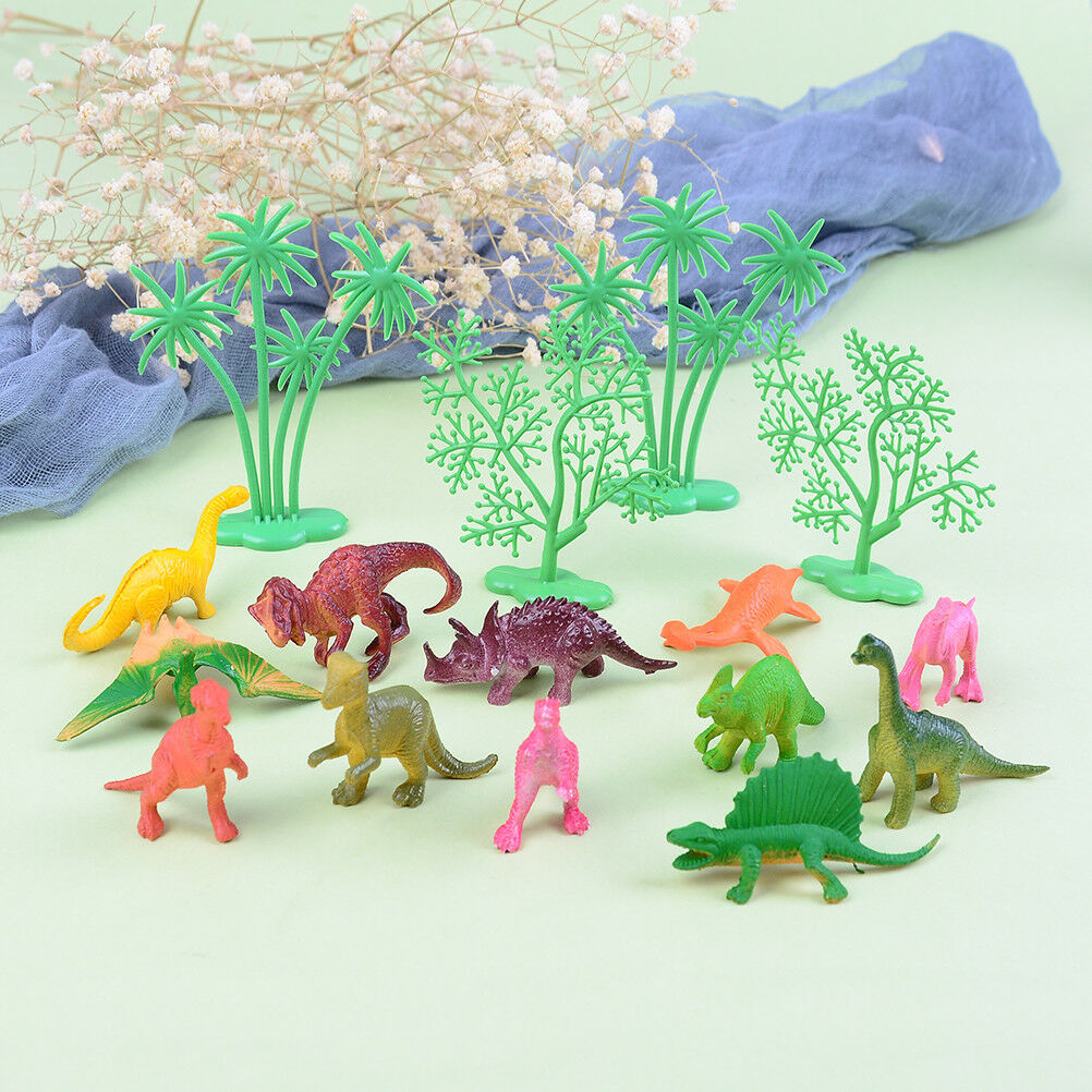 16pcs/Set DIY Cake Topper Jungle Dinosaur Ornaments Cake Baking Decor Kids TIHBD