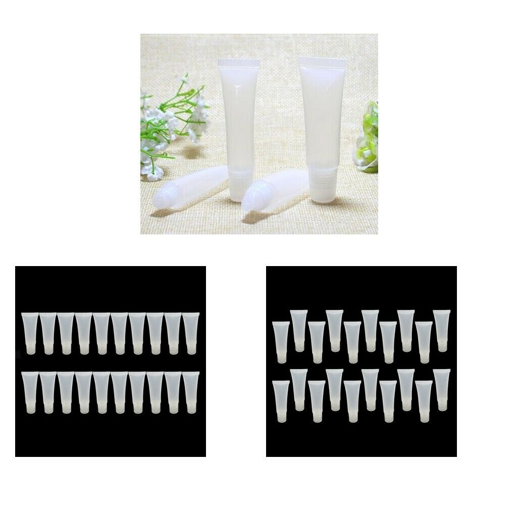 40x Plastic Lip Gloss Balm Soft Squeeze Tubes Travel Mini Bottles Containers