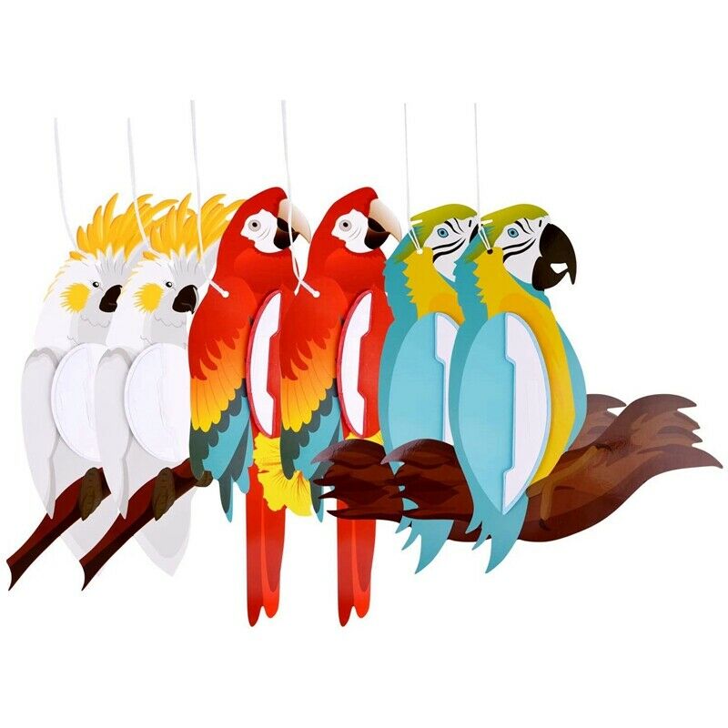6 Pieces Tropical Birds Honeycomb Parrot Hawaiian Summer Beach Tiki Bar LuauS2N6